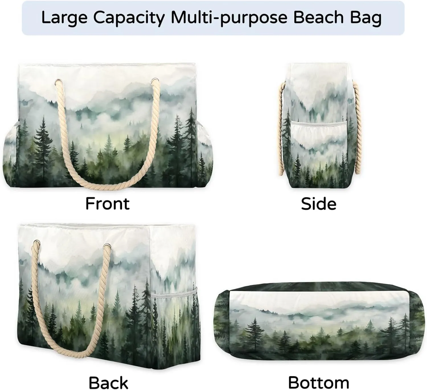 Tote Beach Bags for Women with Zipper Large Waterproof Sandproof Swim Pool Gym Travel Bag