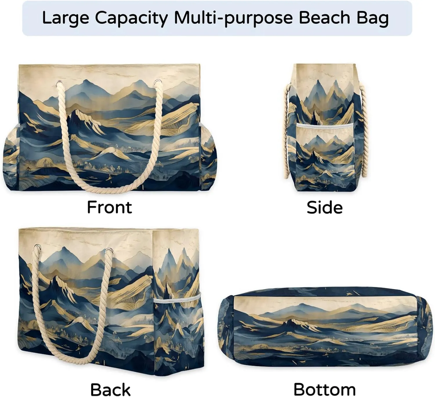 Tote Beach Bags for Women with Zipper Large Waterproof Sandproof Swim Pool Gym Travel Bag