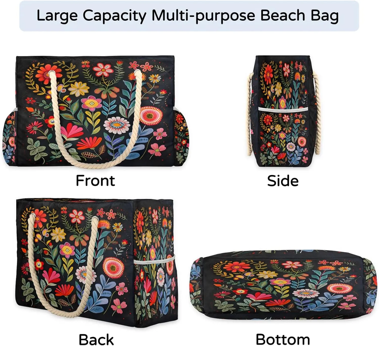 Tote Beach Bags for Women with Zipper Large Waterproof Sandproof Swim Pool Gym Travel Bag
