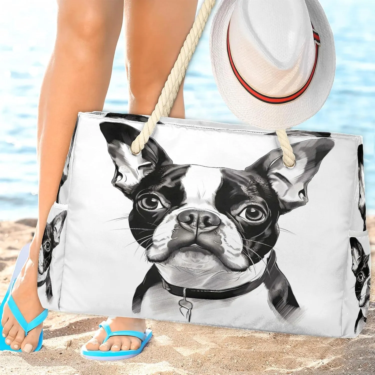 Tote Beach Bags for Women with Zipper Large Waterproof Sandproof Swim Pool Gym Travel Bag