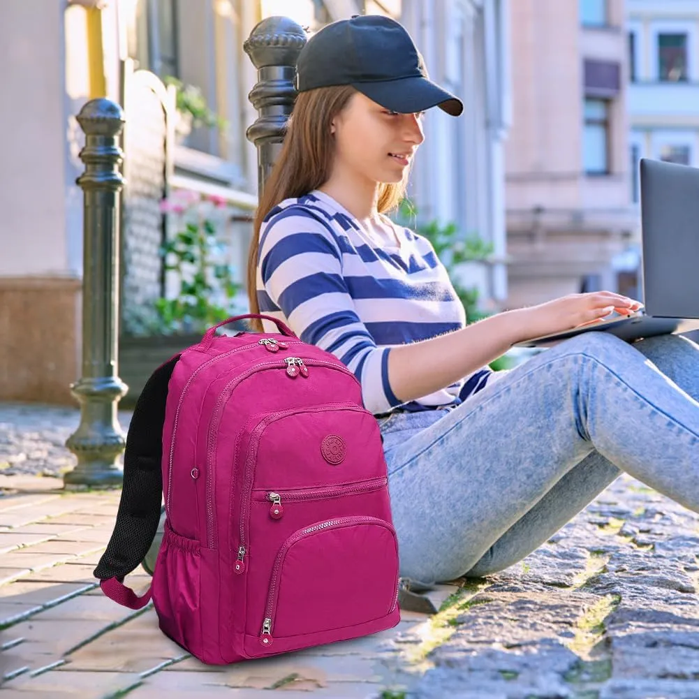Travel Backpack, Laptop Backpacks for Men Women, Water Resistant College Backpacks Airline Approved Business Work Bag with USB Charging Port Fits 18.3 Inch Computer Bookbags, Rose Red