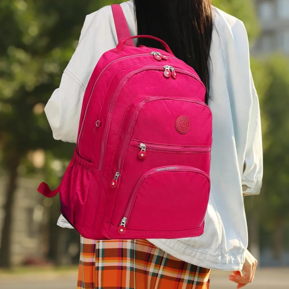 Travel Backpack, Laptop Backpacks for Men Women, Water Resistant College Backpacks Airline Approved Business Work Bag with USB Charging Port Fits 18.3 Inch Computer Bookbags, Rose Red