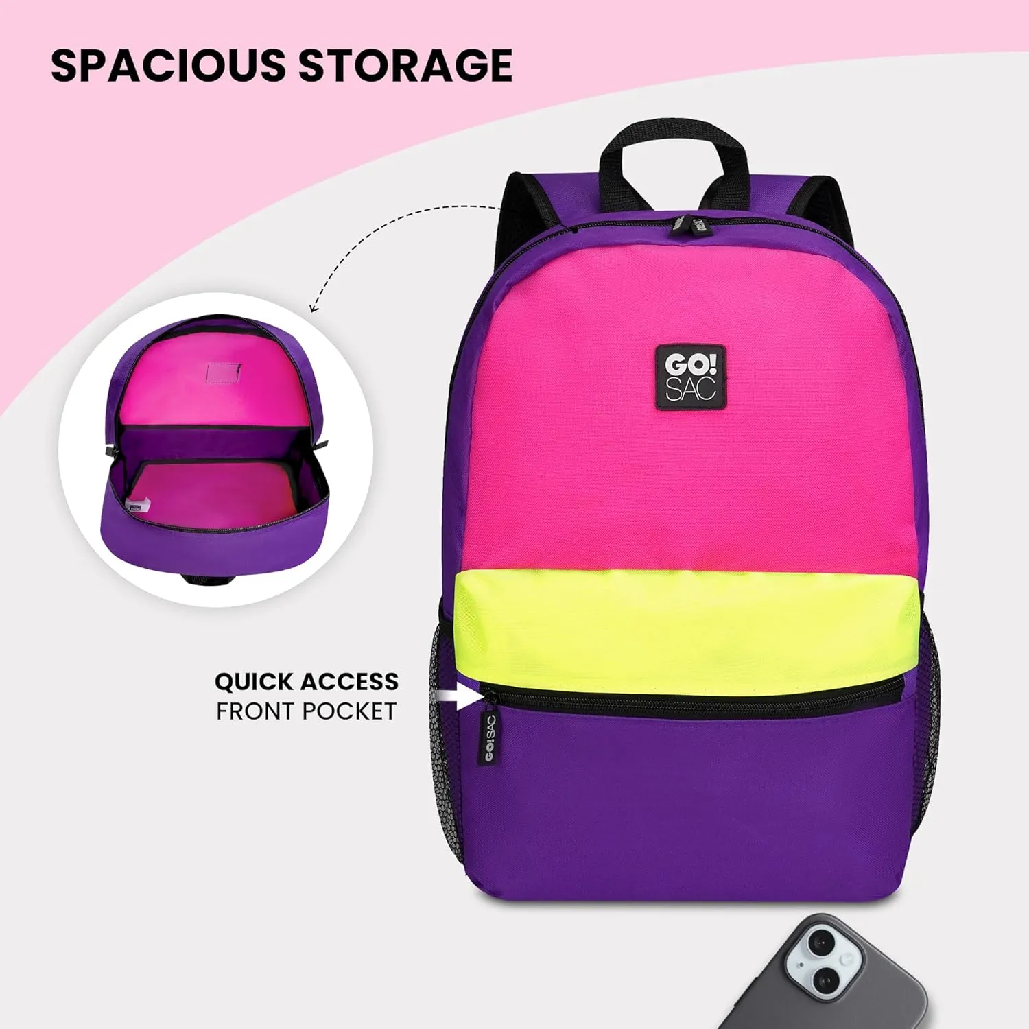 Travel Backpack Spacious for Books and Laptops Comfortable Adjustable Straps Zip-around Closure Bottle Pockets 17Inch