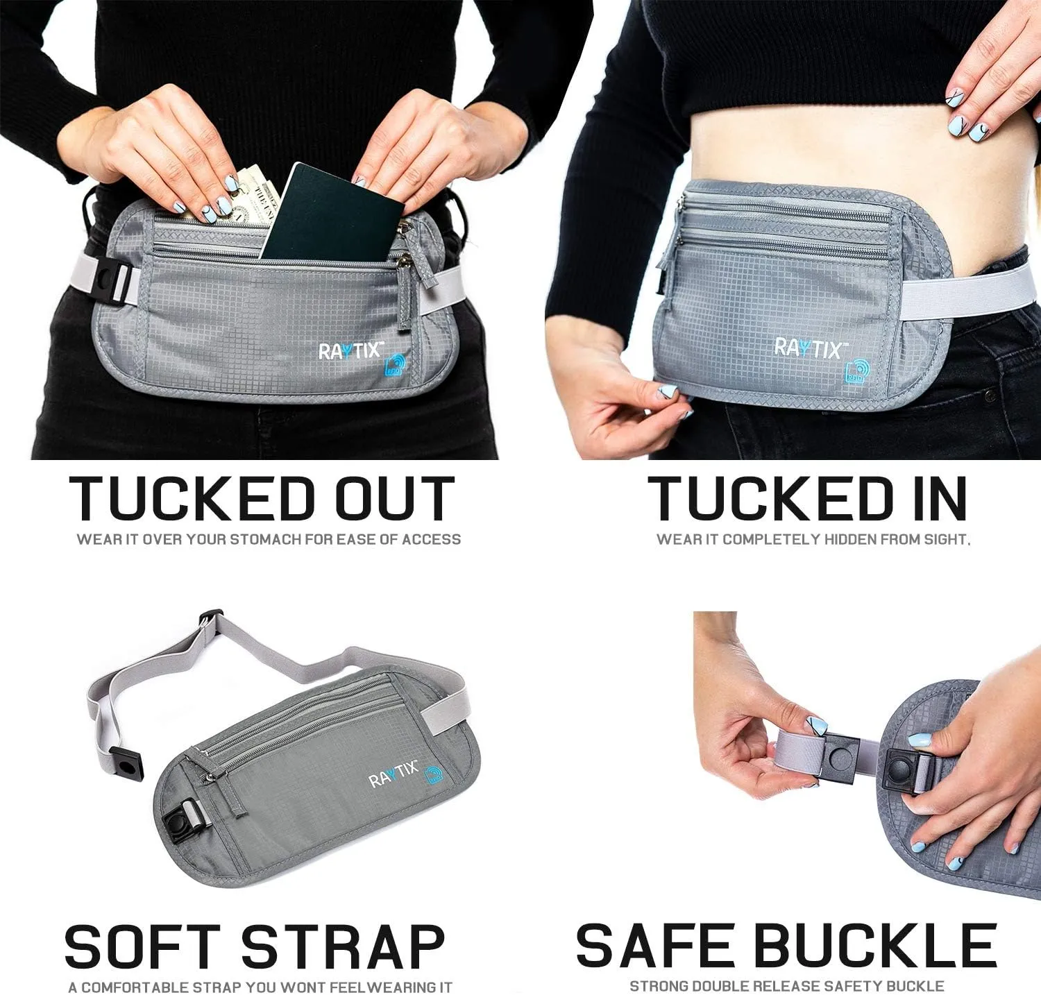 Travel Money Belt With RFID Transmissions -Secure, Hidden Travel Wallet