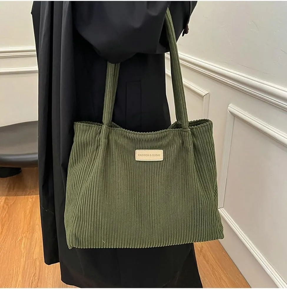Trendy Corduroy Hobo Bags Women Crescent Crossbody Purse Slouchy Satchels Shoulder Bag Top-handle Travel Tote Handbag