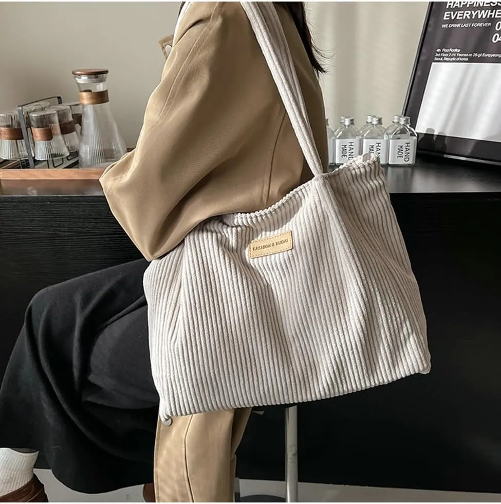 Trendy Corduroy Hobo Bags Women Crescent Crossbody Purse Slouchy Satchels Shoulder Bag Top-handle Travel Tote Handbag