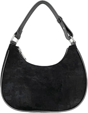 Trendy Suede Crescent Underarm Single Shoulder Bag Women Slouchy Satchels Crossbody Purse Top-handle Travel Tote Handbag