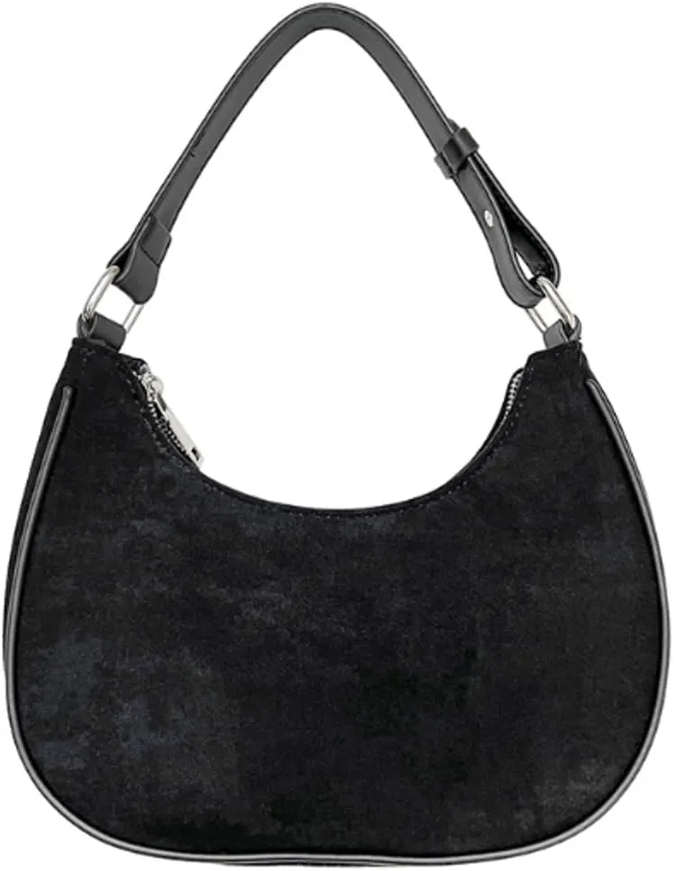 Trendy Suede Crescent Underarm Single Shoulder Bag Women Slouchy Satchels Crossbody Purse Top-handle Travel Tote Handbag
