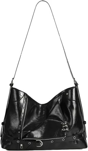 Trendy Y2k Shoulder Purses for Women Vegan Leather Large Crossbody Tote Bag Satchels Street Punk Handbags