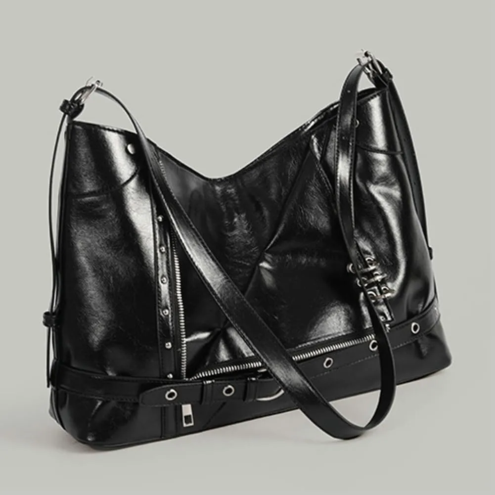Trendy Y2k Shoulder Purses for Women Vegan Leather Large Crossbody Tote Bag Satchels Street Punk Handbags