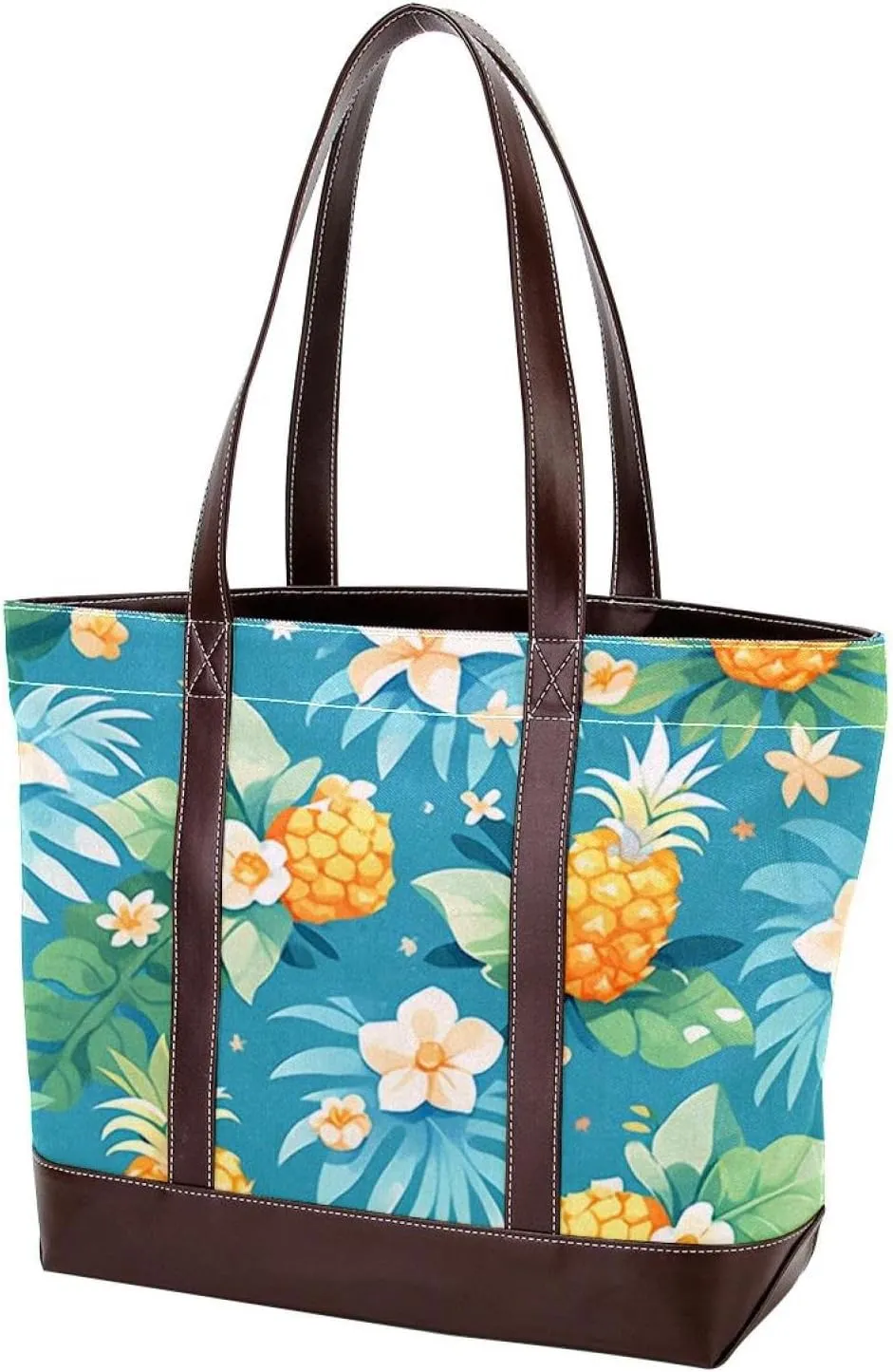 Tropical Pineapple-1819 Tote Bags Durable Leather Canvas Purses and Handbags for Women Top Handle Shoulder Satchel Hobo Bags