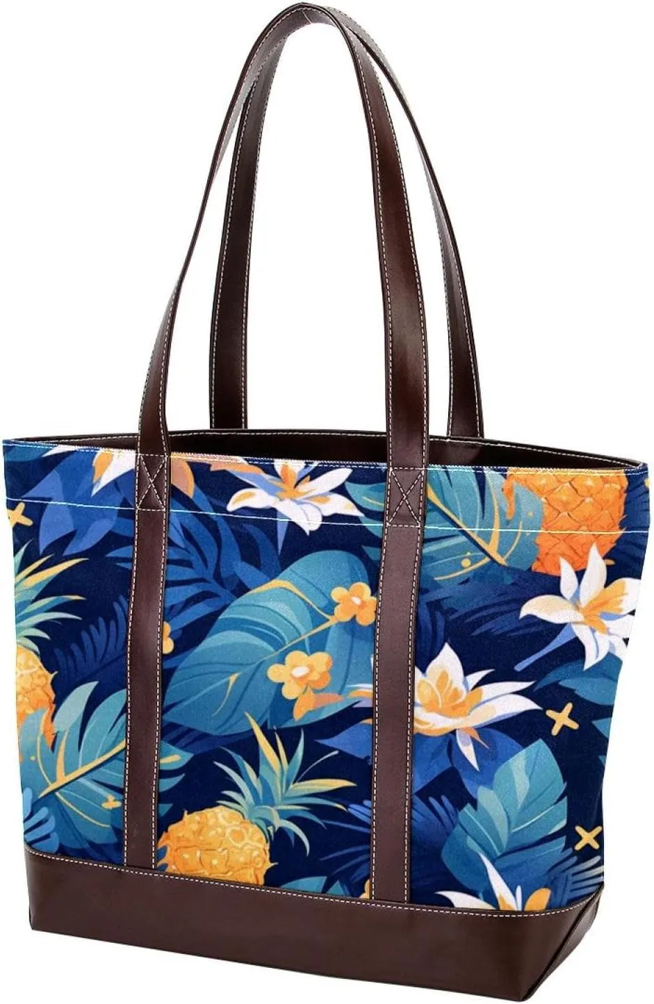 Tropical Pineapple-1831 Tote Bags Durable Leather Canvas Purses and Handbags for Women Top Handle Shoulder Satchel Hobo Bags
