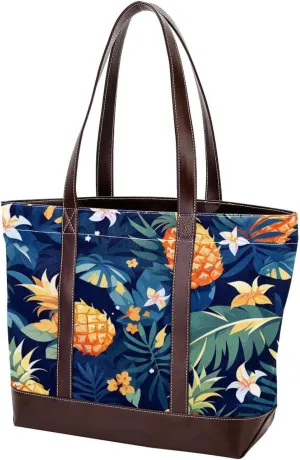 Tropical Pineapple-1846 Tote Bags Durable Leather Canvas Purses and Handbags for Women Top Handle Shoulder Satchel Hobo Bags