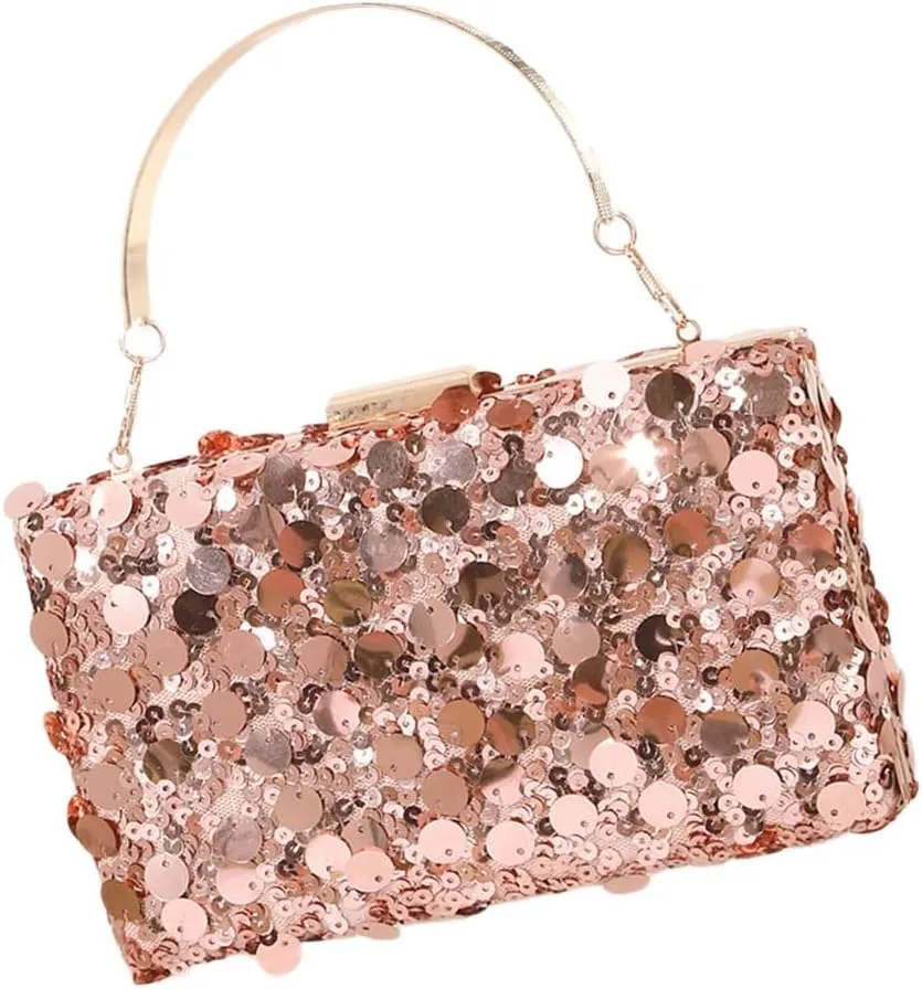 Unique Square Sequined Handbag With Spacious Compartment Evening Bag Shoulder Purse For Weddings And Evening Galas