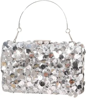 Unique Square Sequined Handbag With Spacious Compartment Evening Bag Shoulder Purse For Weddings And Evening Galas