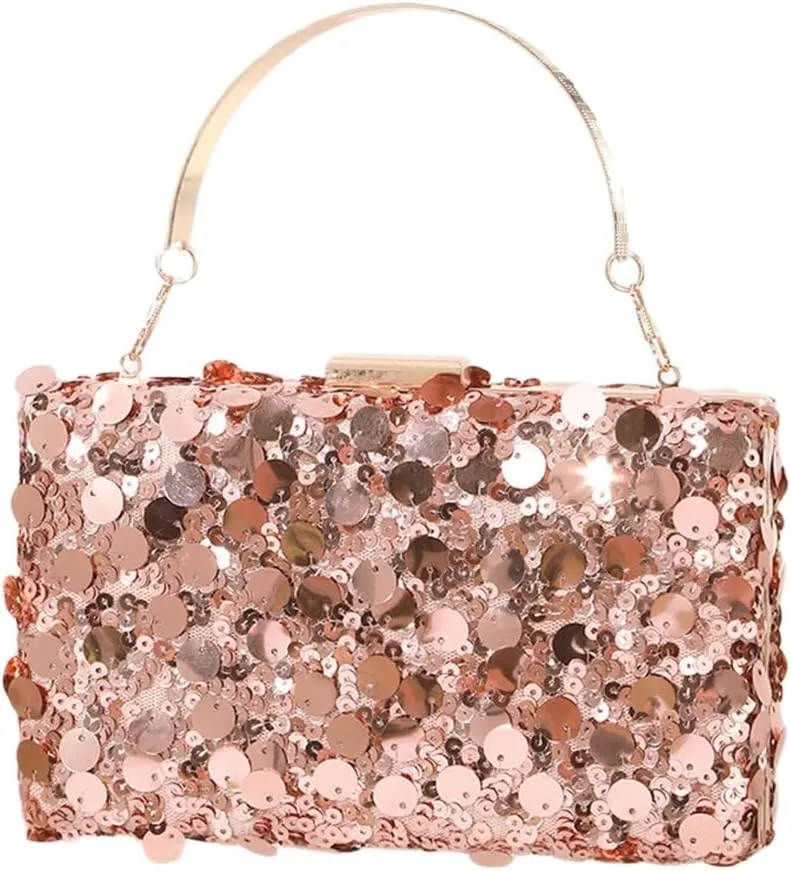 Unique Square Sequined Handbag With Spacious Compartment Evening Bag Shoulder Purse For Weddings And Evening Galas