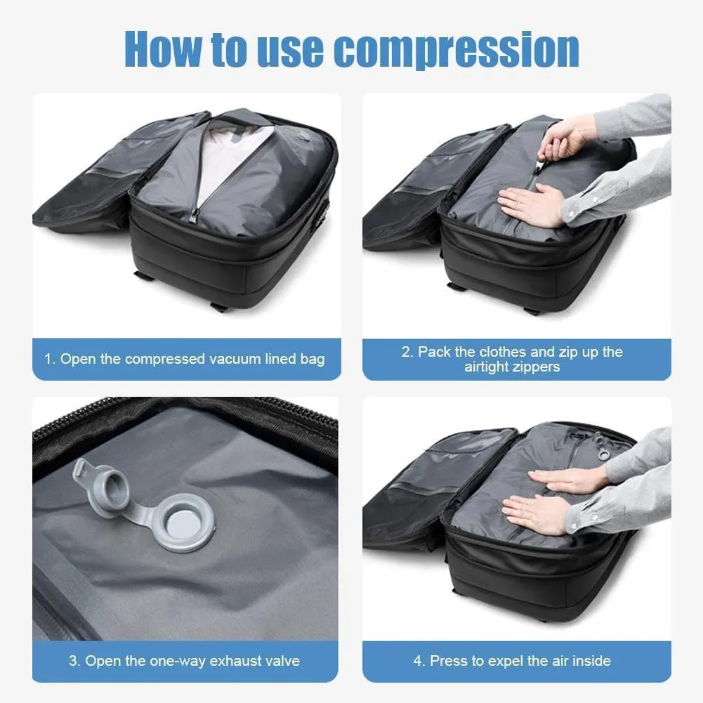Vacuum Backpack, 60L Expandable Backpacks with Vacuum Compression, 2025 Upgrated Vacuum Backpack Travel, Water Resistant, Anti Theft Travel Vacuum Backpacks, Easy to Take on Plane