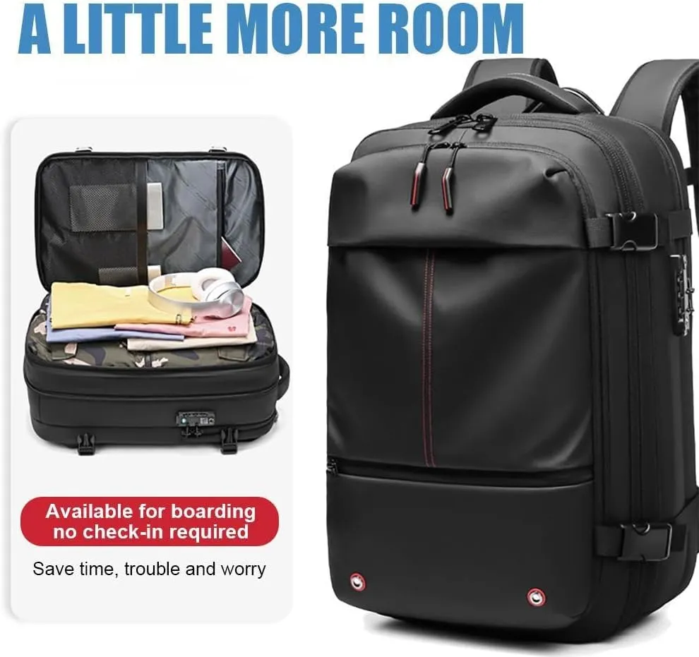 Vacuum Backpack, 60L Expandable Backpacks with Vacuum Compression, 2025 Upgrated Vacuum Backpack Travel, Water Resistant, Anti Theft Travel Vacuum Backpacks, Easy to Take on Plane