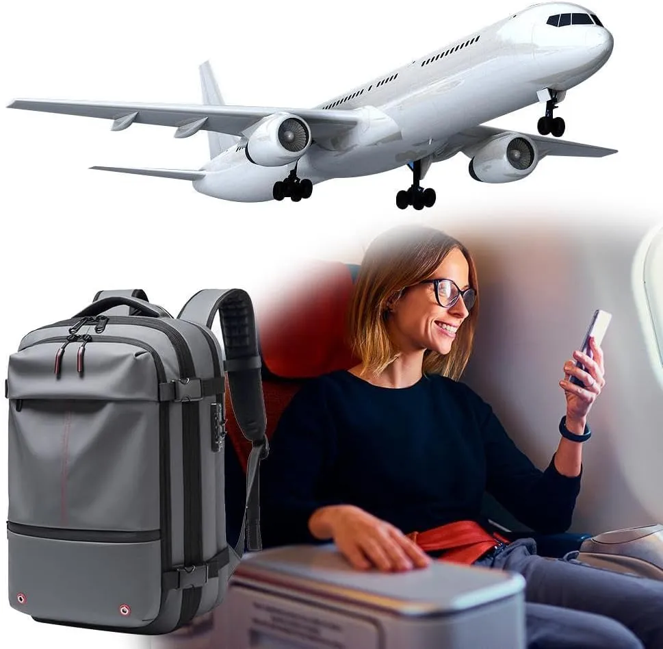 Vacuum Backpack, 60L Expandable Backpacks with Vacuum Compression, 2025 Upgrated Vacuum Backpack Travel, Water Resistant, Anti Theft Travel Vacuum Backpacks, Easy to Take on Plane