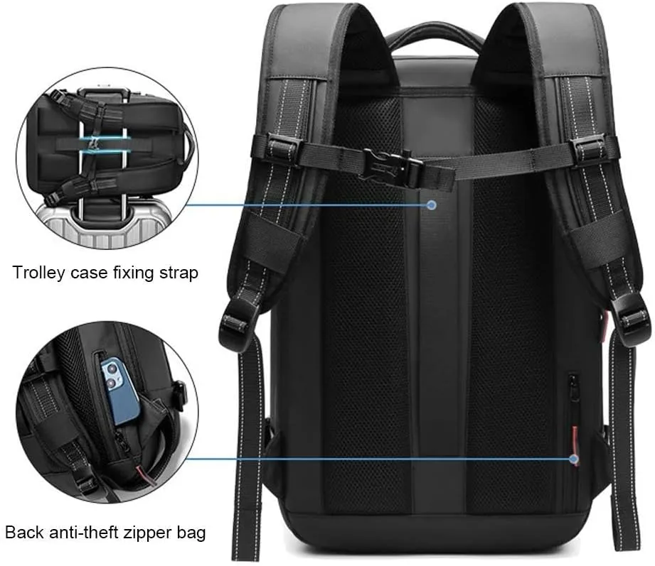 Vacuum Backpack, 60L Expandable Backpacks with Vacuum Compression, 2025 Upgrated Vacuum Backpack Travel, Water Resistant, Anti Theft Travel Vacuum Backpacks, Easy to Take on Plane