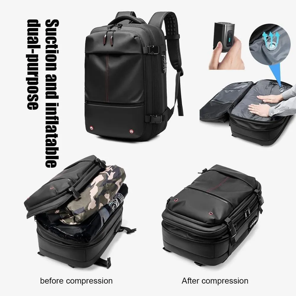 Vacuum Backpack, 60L Expandable Backpacks with Vacuum Compression, 2025 Upgrated Vacuum Backpack Travel, Water Resistant, Anti Theft Travel Vacuum Backpacks, Easy to Take on Plane