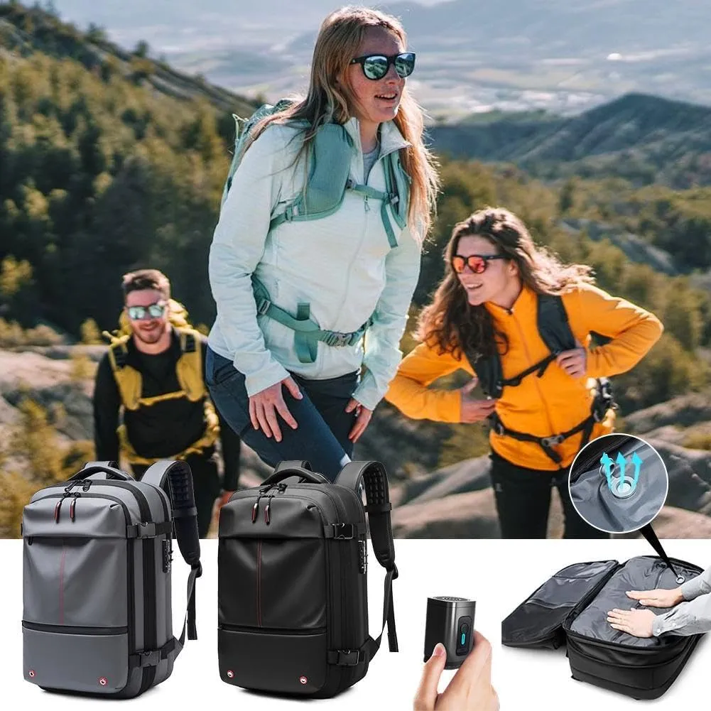 Vacuum Backpack, 60L Expandable Backpacks with Vacuum Compression, 2025 Upgrated Vacuum Backpack Travel, Water Resistant, Anti Theft Travel Vacuum Backpacks, Easy to Take on Plane