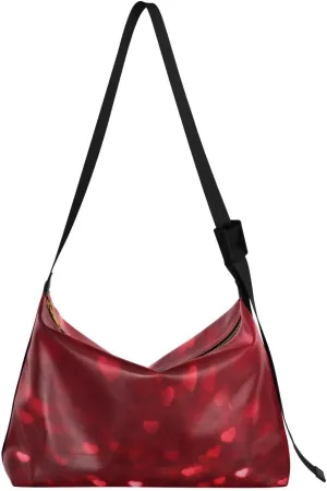 Valentine's Day Hobo Crossbody Bags for Women Leather Large Shoulder Bag Cross Body Artistic Trendy Womens Tote Bags Handbag for Travel Shopping