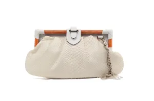 Versace - Brand New Off White Python and Wood Bag