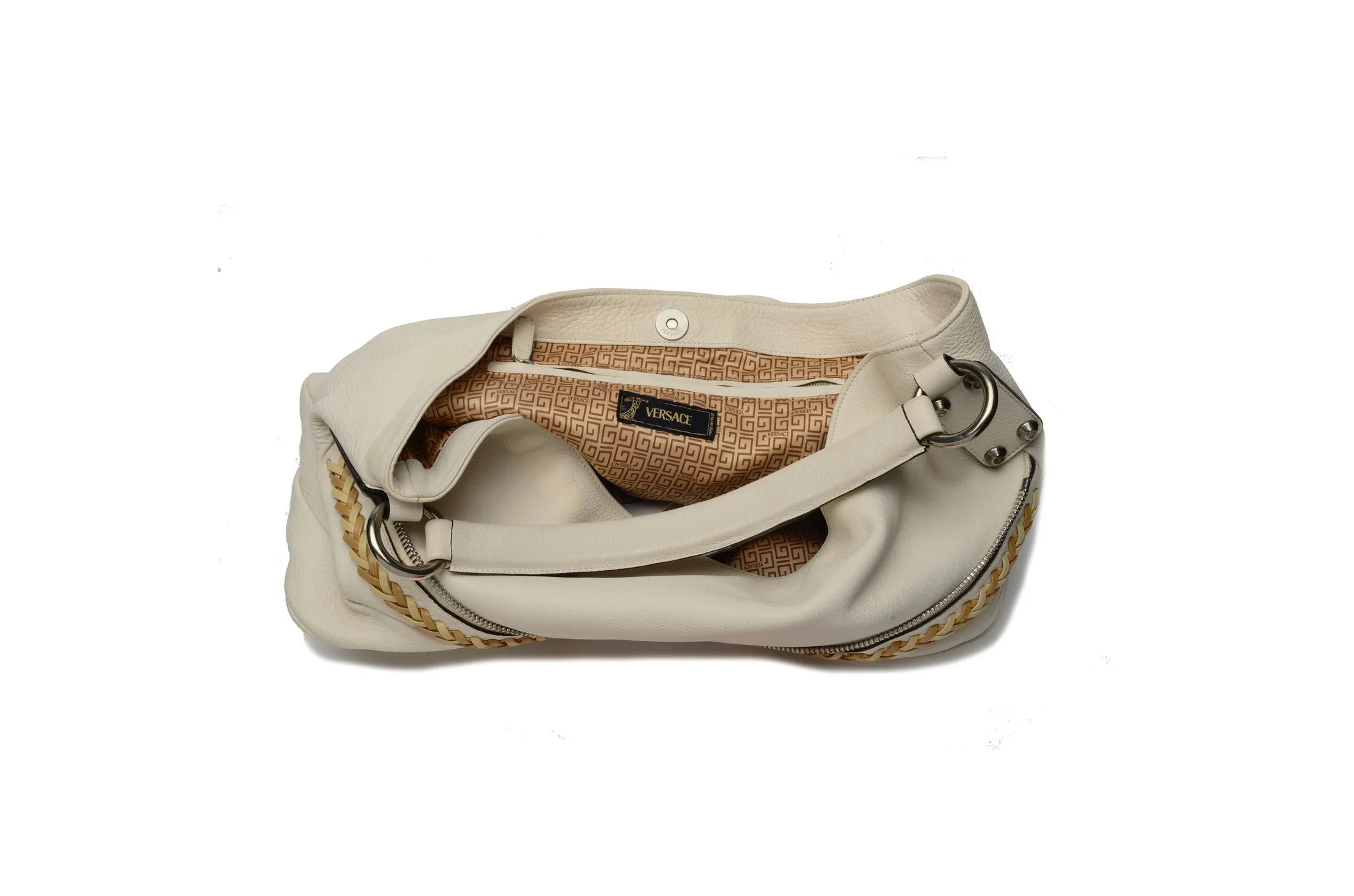 Versace - Large White Tote with Zippered Pockets -
