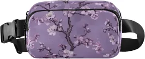 Vintage Cherry Blossom Purple Stylish Waist Bag Fanny Pack for Men Women Small Bum Belt Bag with Adjustable Strap for Travel Shopping Running