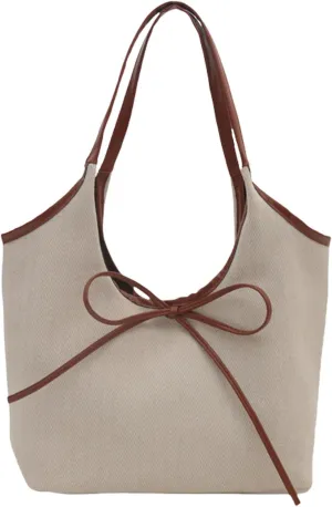 Vintage French Bows Underarm Bag Large Capacity Shoulder Satchel Armpit Purse Trendy Office Handbag for Women and Girls