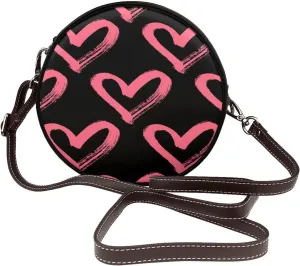 Vintage Leather Circle Shoulder Bag Purses Handbags for Women Small Round Beach Bags with Adjustable Straps
