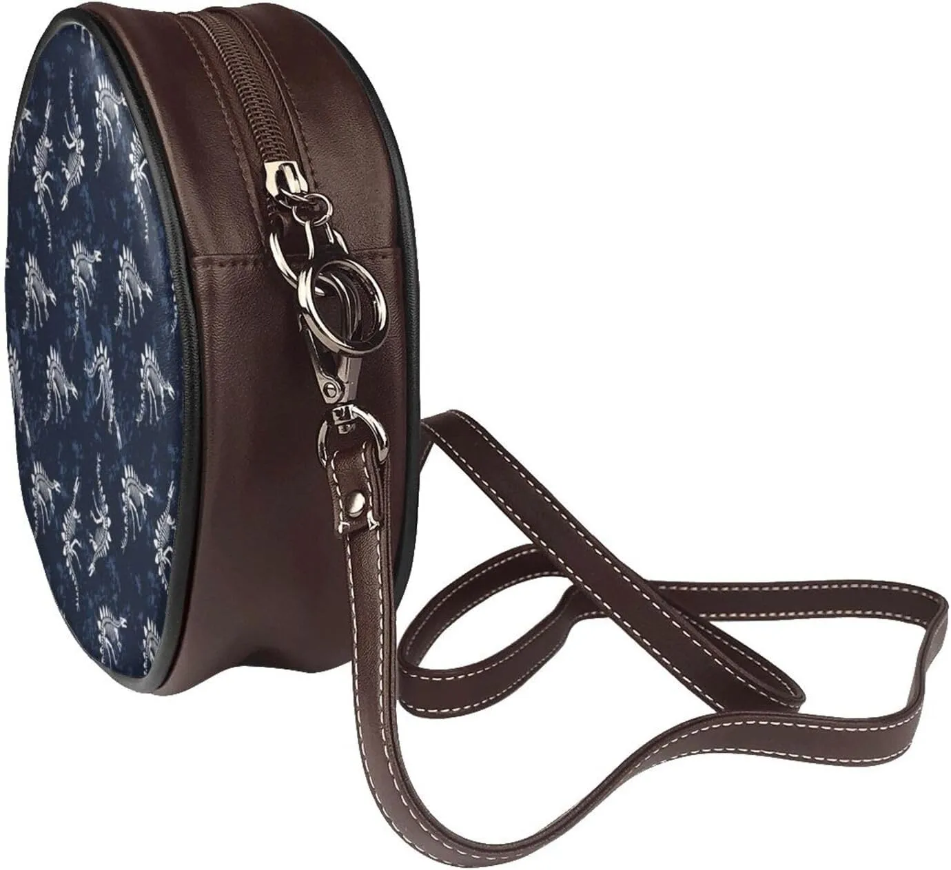 Vintage Leather Circle Shoulder Bag Purses Handbags for Women Small Round Beach Bags with Adjustable Straps