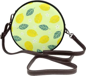 Vintage Leather Circle Shoulder Bag Purses Handbags for Women Small Round Beach Bags with Adjustable Straps