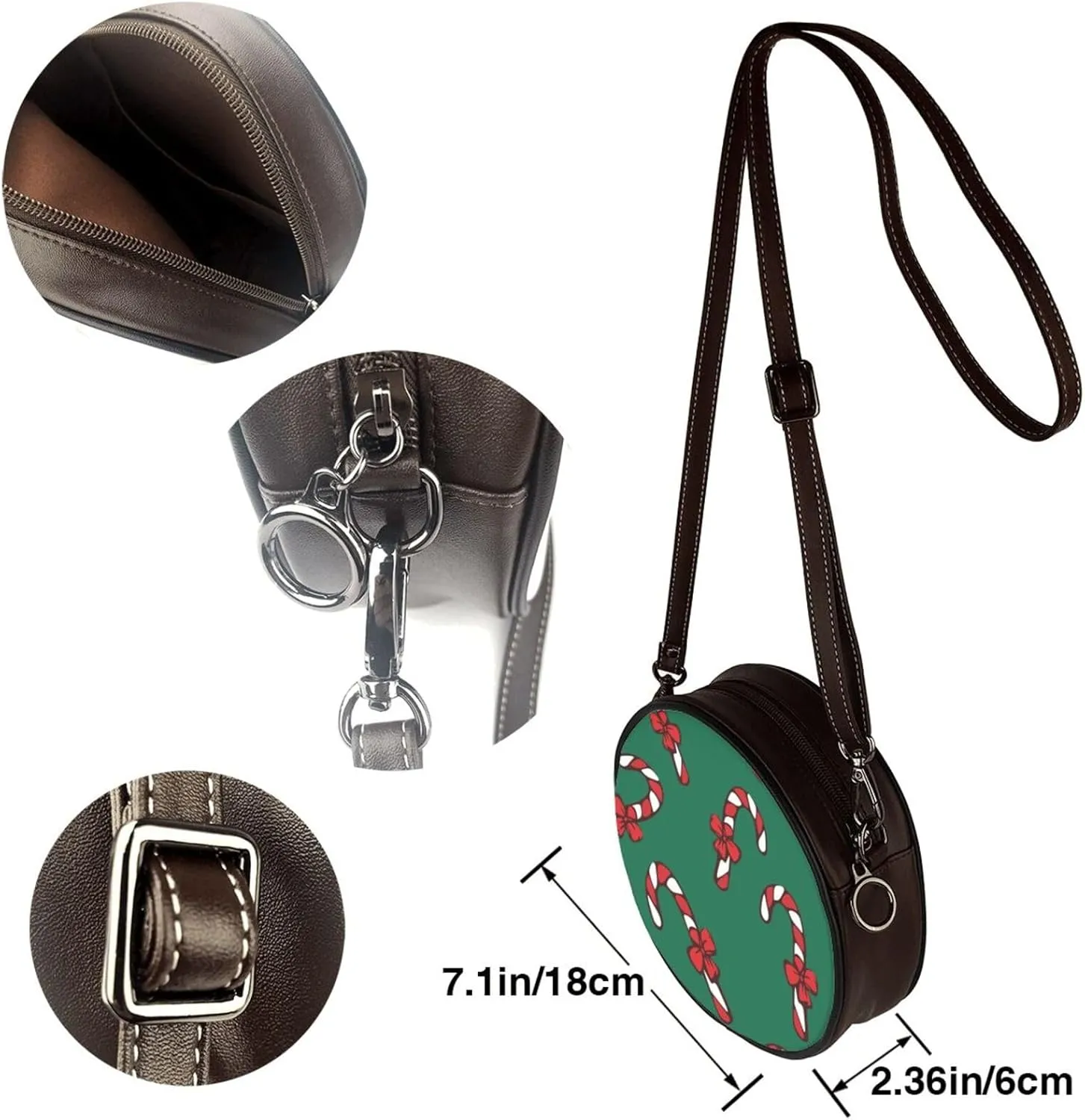 Vintage Leather Circle Shoulder Bag Purses Handbags for Women Small Round Beach Bags with Adjustable Straps