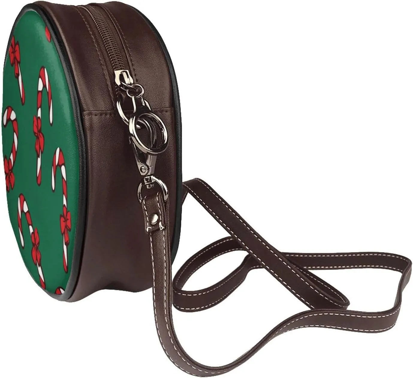 Vintage Leather Circle Shoulder Bag Purses Handbags for Women Small Round Beach Bags with Adjustable Straps