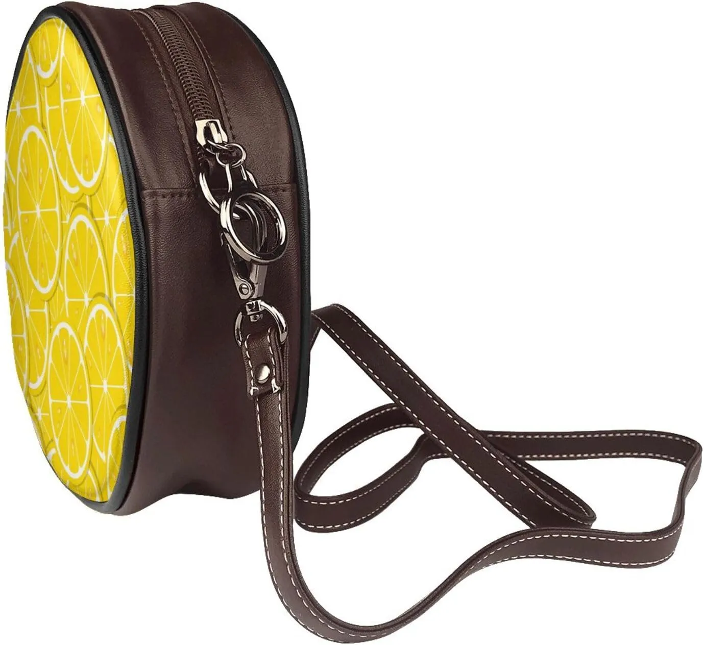 Vintage Leather Circle Shoulder Bag Purses Handbags for Women Small Round Beach Bags with Adjustable Straps