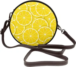 Vintage Leather Circle Shoulder Bag Purses Handbags for Women Small Round Beach Bags with Adjustable Straps