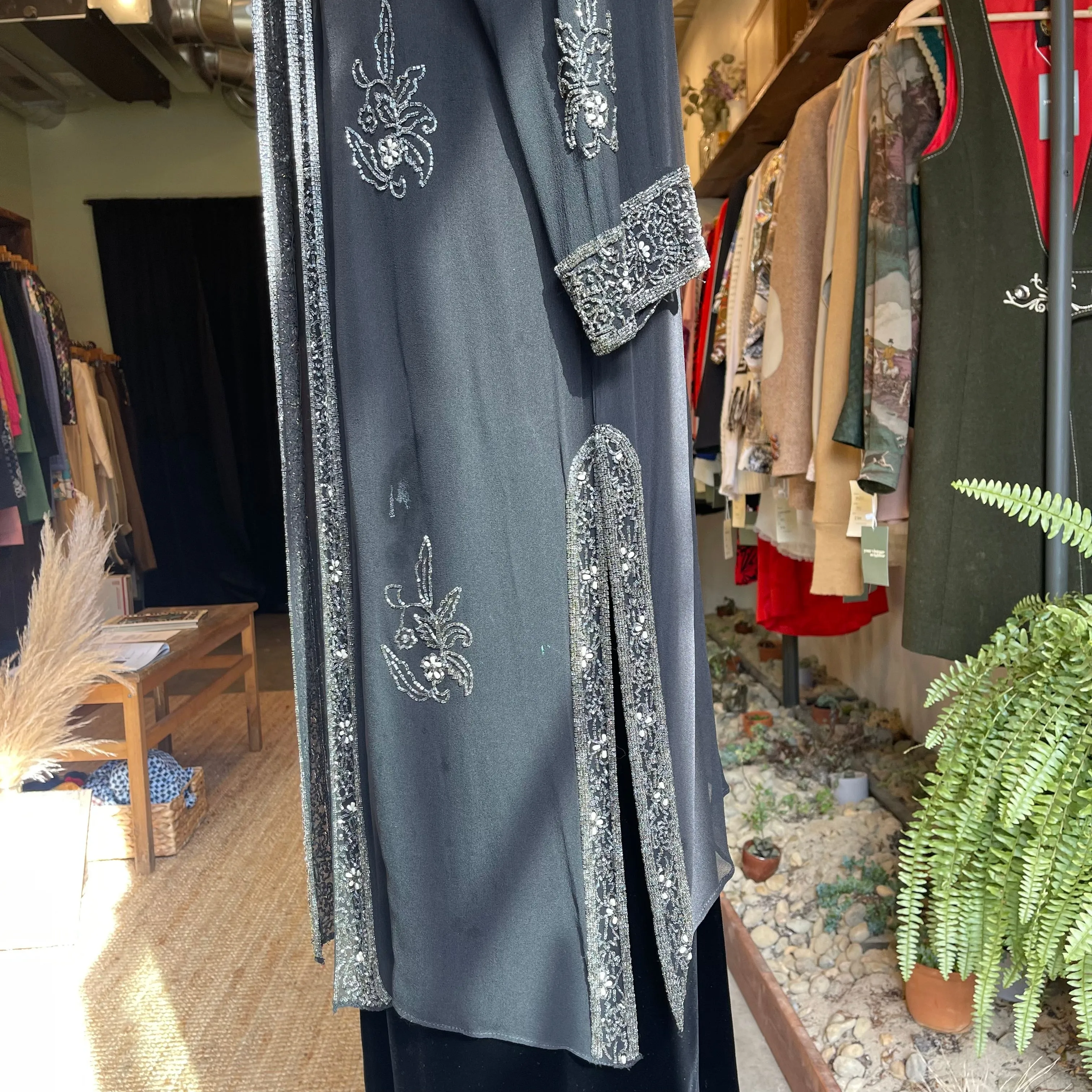 Vintage Silk Beaded Duster 80s