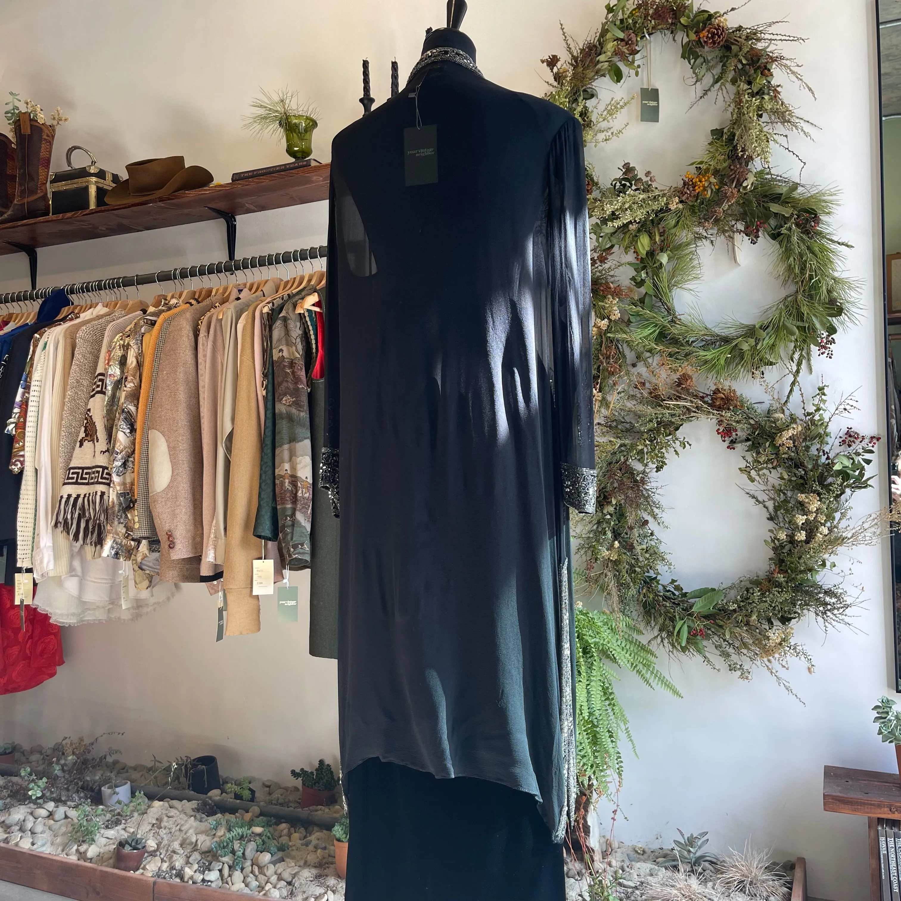 Vintage Silk Beaded Duster 80s