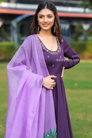 Violet Cotton Anarkali Dress
