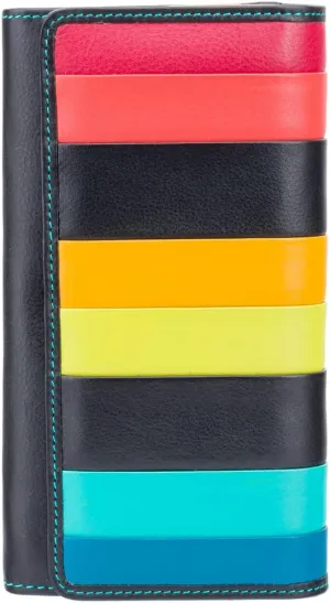 Visconti STR4 Women's Secure RFID Blocking Large Leather Trifold Clutch Wallet Purse - Black Multi