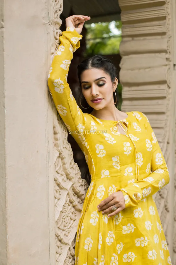 Vivid Yellow Muslin Silk Dress
