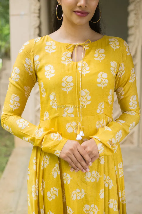 Vivid Yellow Muslin Silk Dress