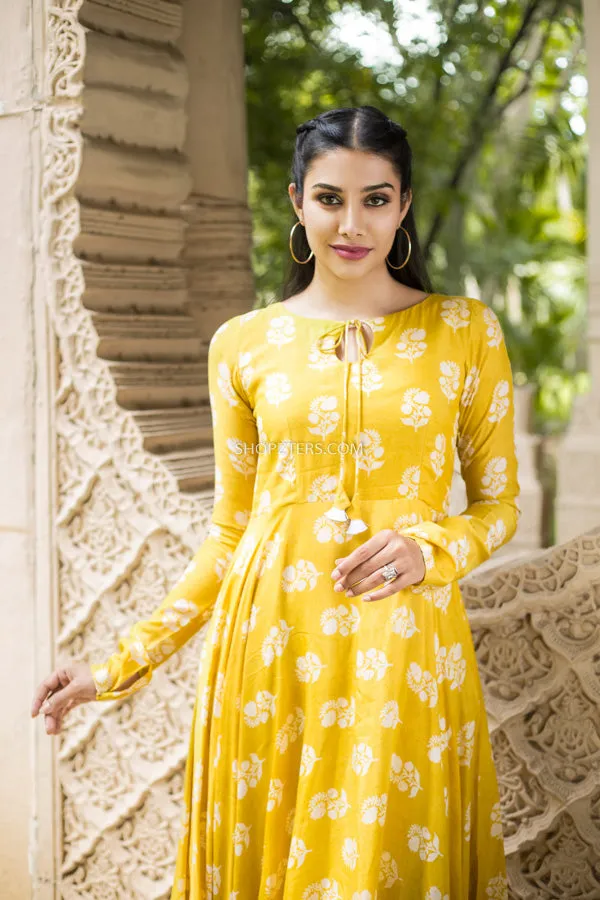 Vivid Yellow Muslin Silk Dress