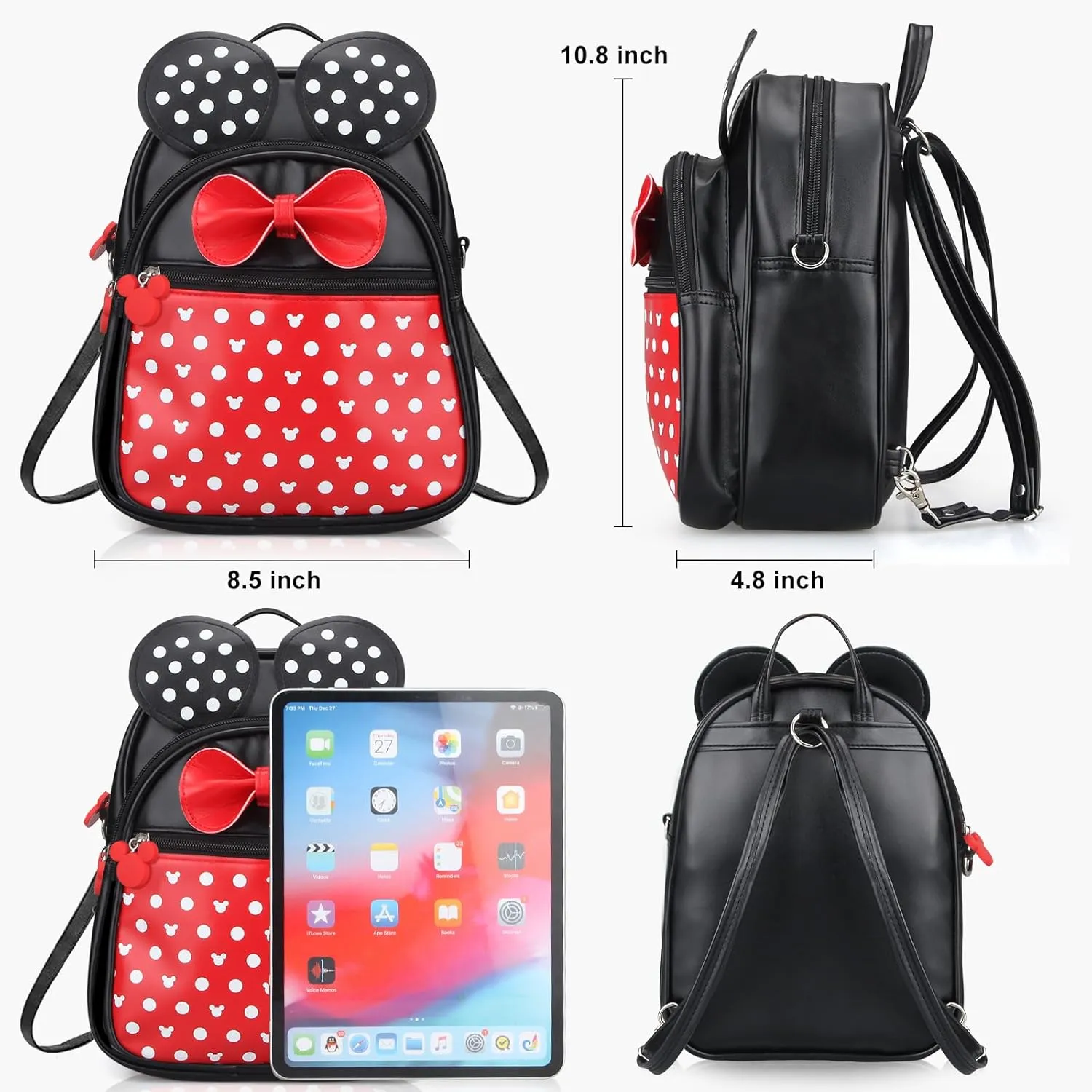 Voikukka Mini Backpack for Girls Small Backpacks Cute Little Kids Mini Mouse Backpacks for Toddler Girl Backpack Purse Gift Leather Child Crossbody Bag Children Travel Toys Baby Girl Purse