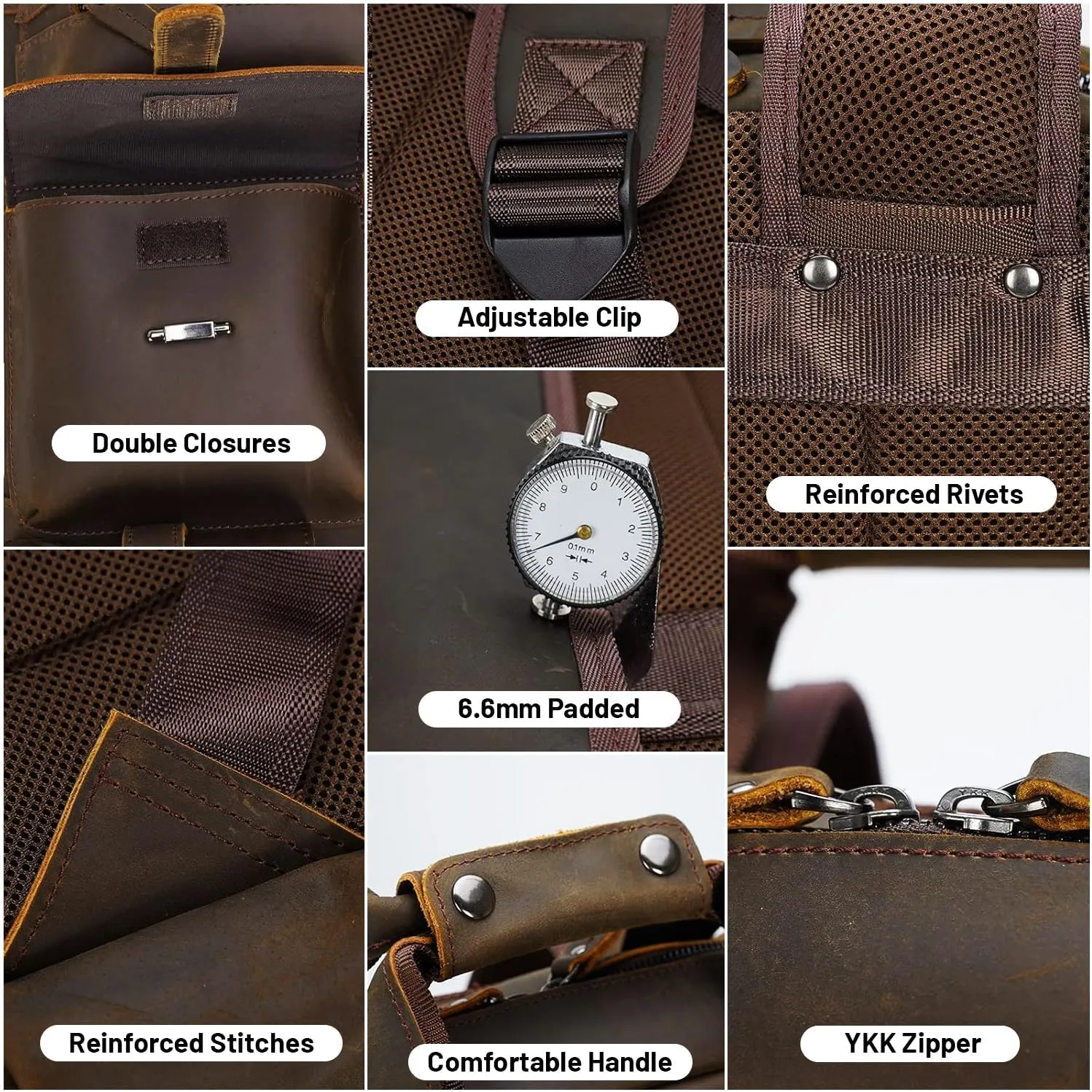 Western Cowhide Real Leather Backpack -Multi-Pockets Knapsack laptop -Travel Luggage Hiking Backpack Unisex