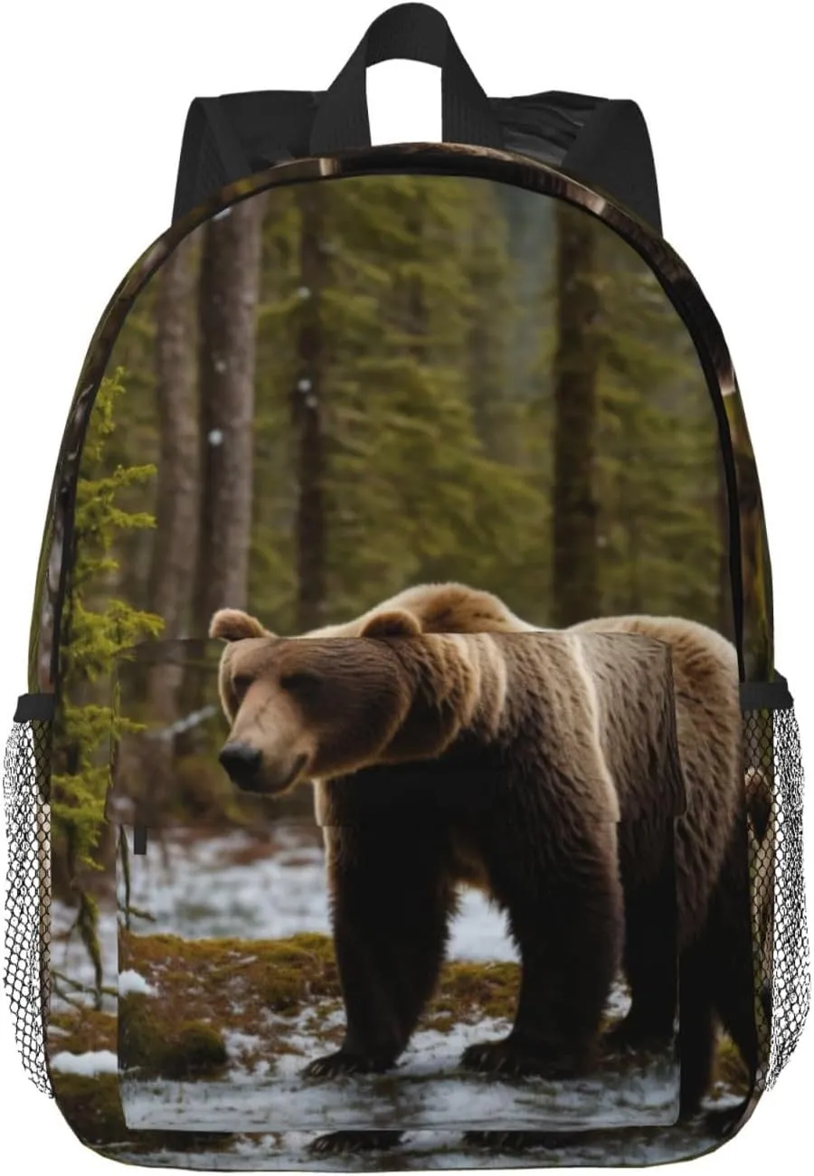 White Bear Brown Bear Print Versatile Backpack Laptop Backpacks Travel Outdoor Adventures Working Use Adults