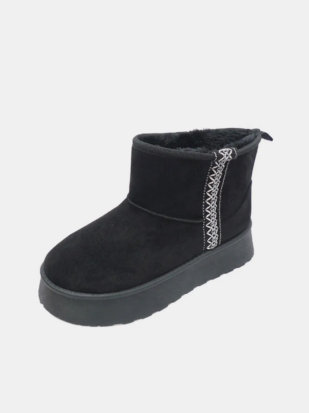 WILD DIVA Round Toe Platform Boots - Black