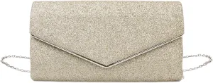 Women Evening Bag Formal Lady Purse Elegant Party Banquet Wedding Clutches Bags Handbag Female Shoulder Bag with Chain, Gold